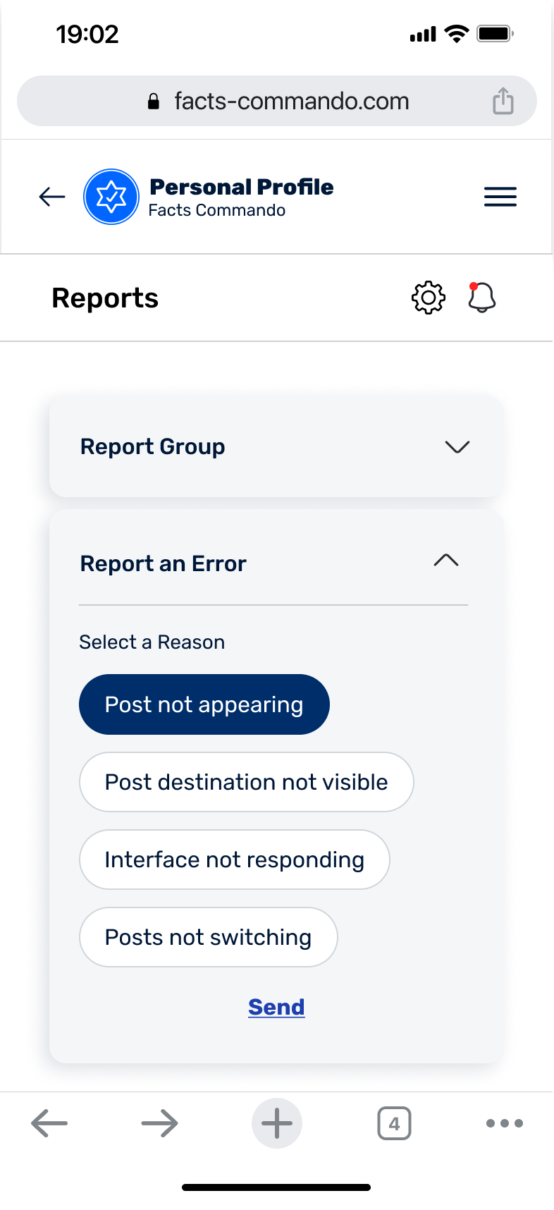 Report an error, mobile