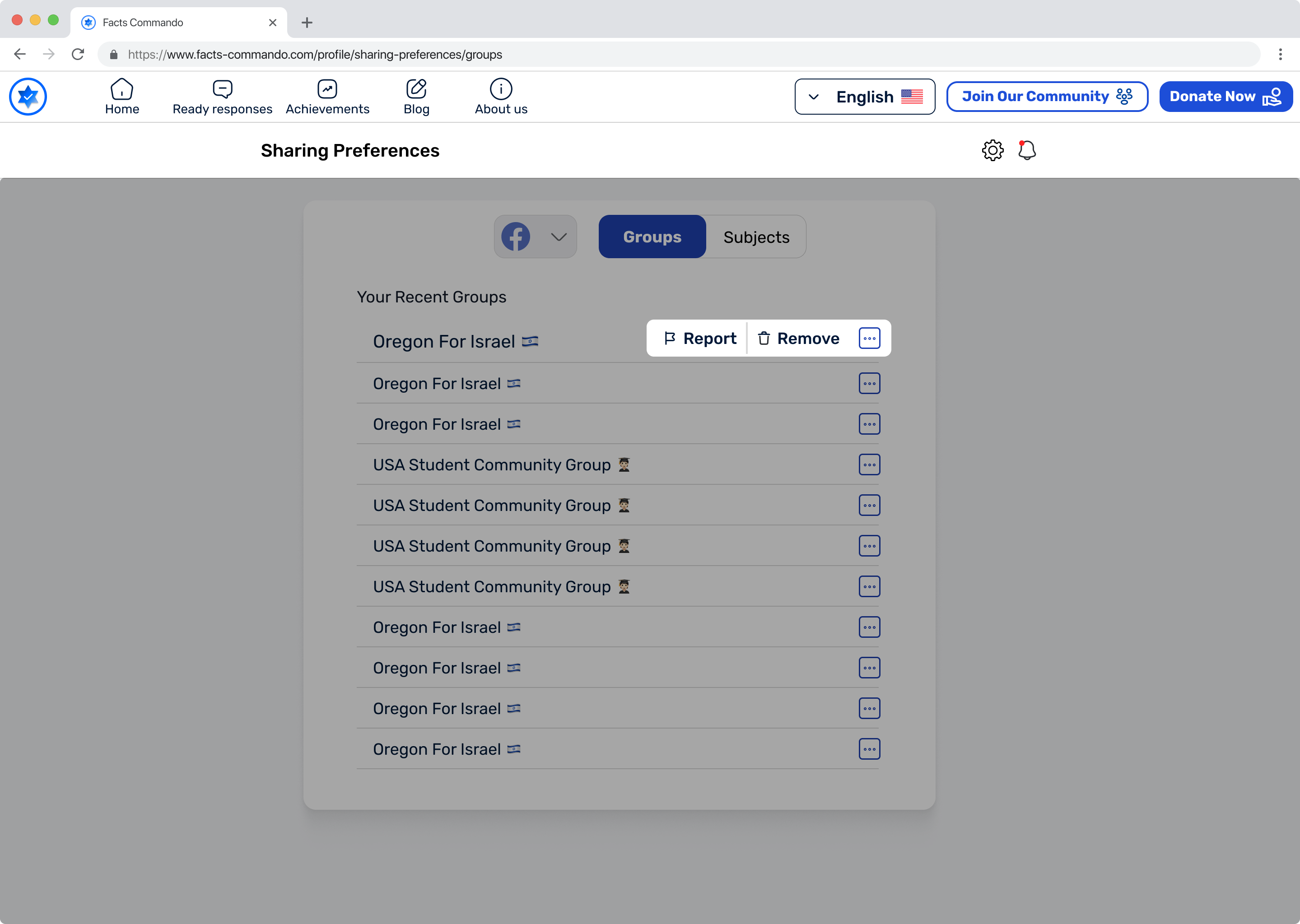 Group row actions, desktop