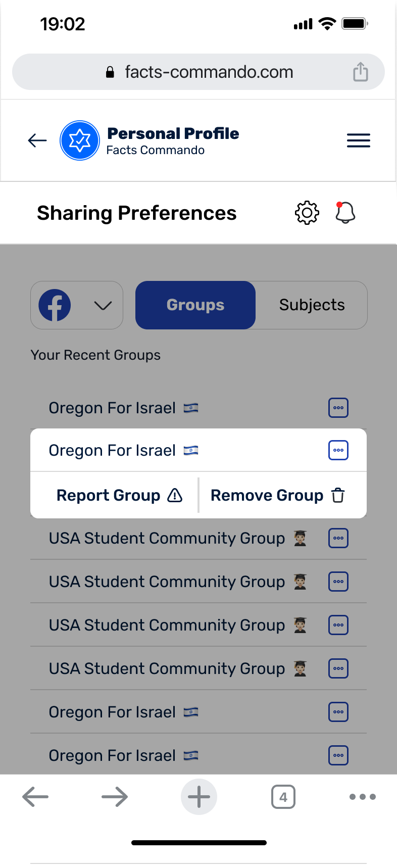 Group preferences, mobile