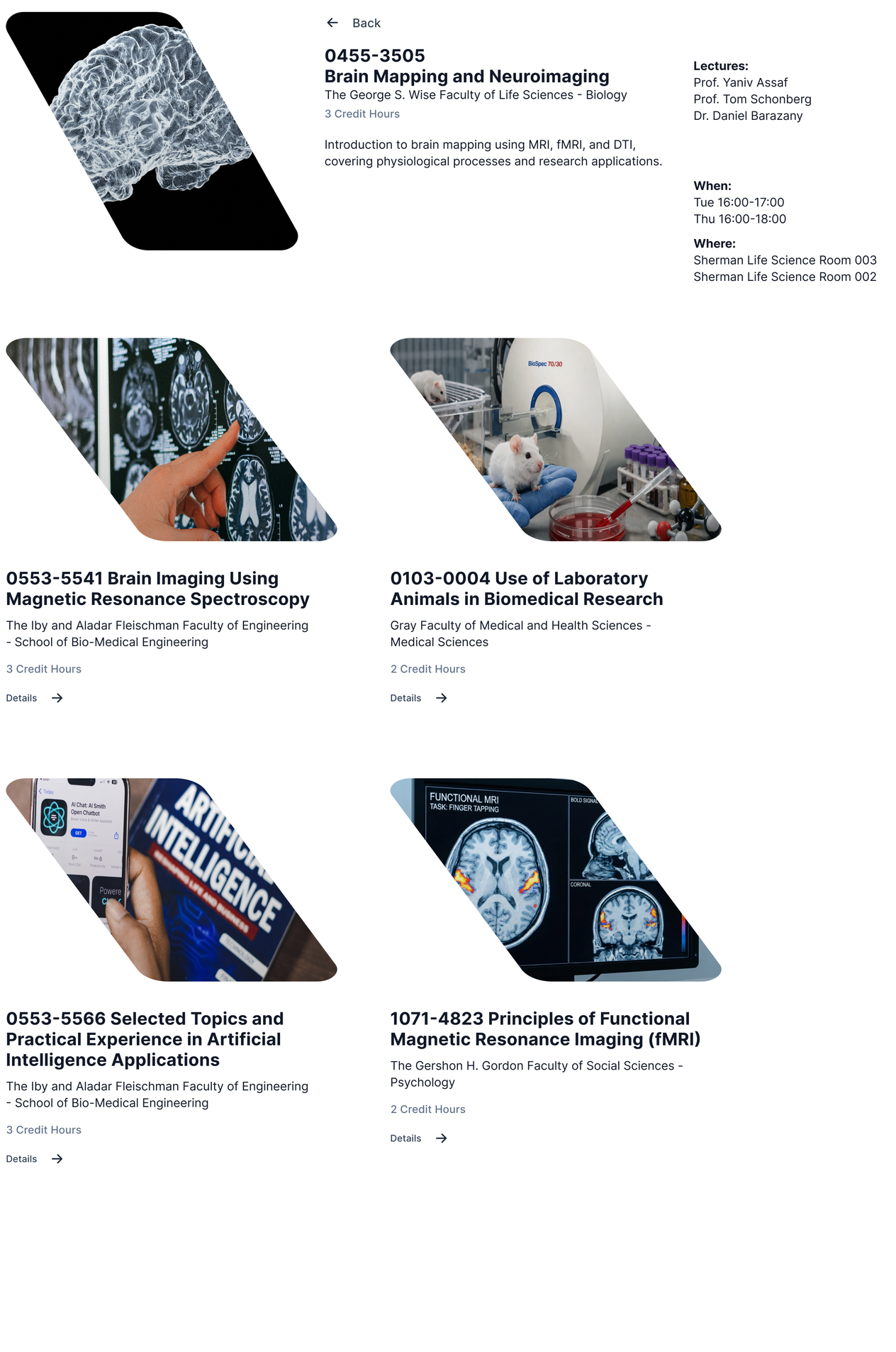 Courses page, Figma design, course detail expanding as a horizontal row across the full grid width