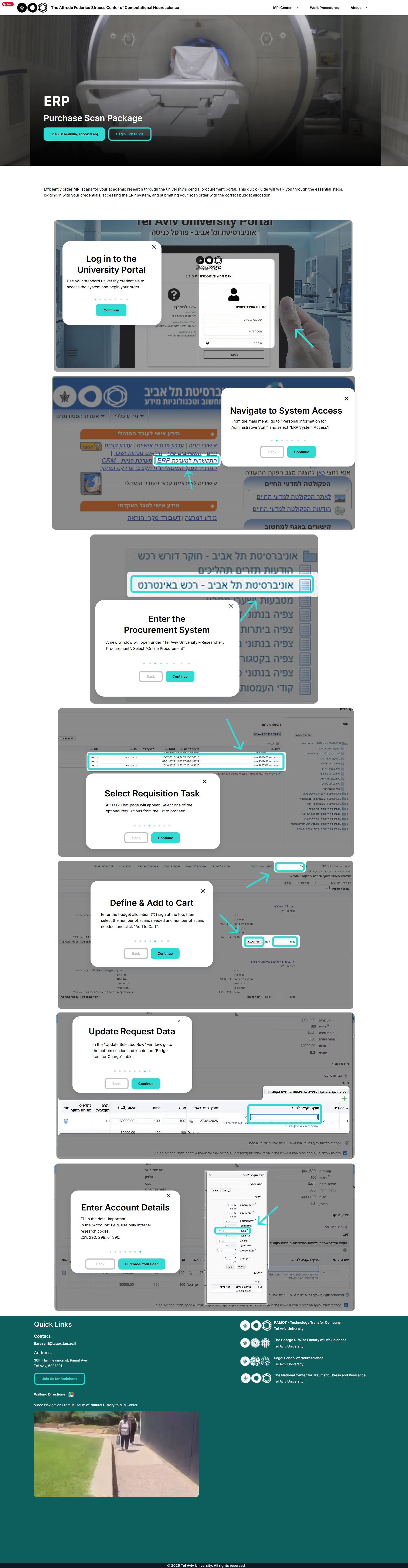 Full seven-step onboarding sequence overlaid on the university ERP portal, top to bottom