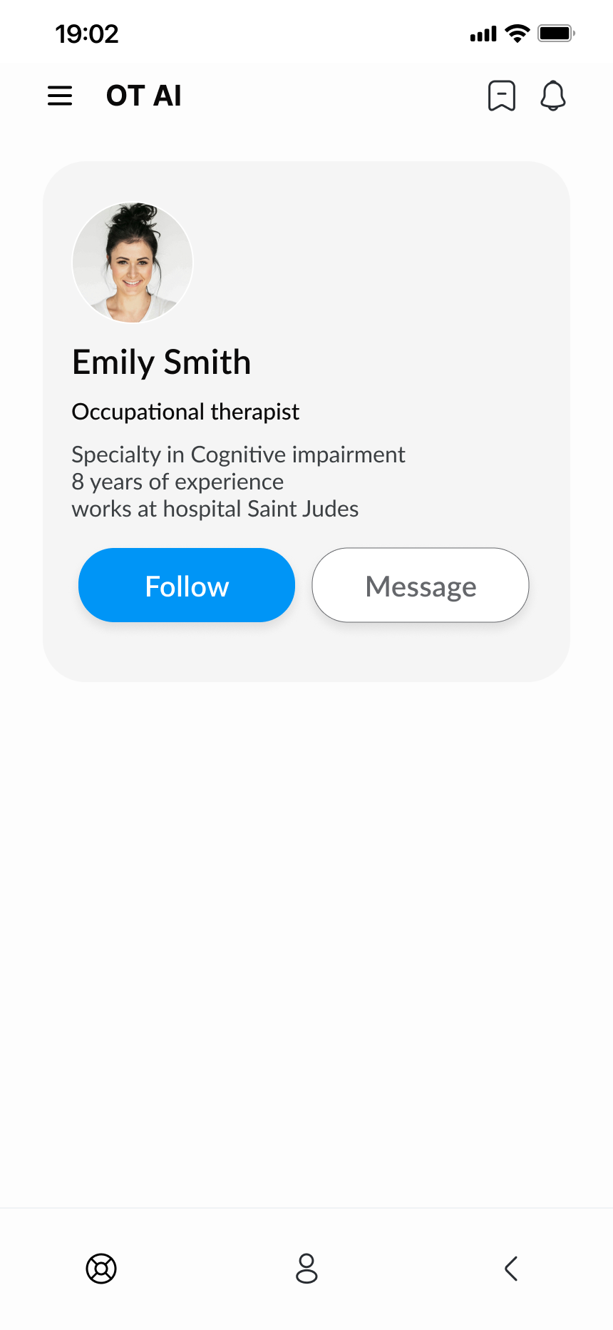 Personal profile screen